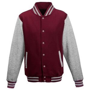 Awdis Unisex Varsity Jacket / Burgundy/Heather Grey